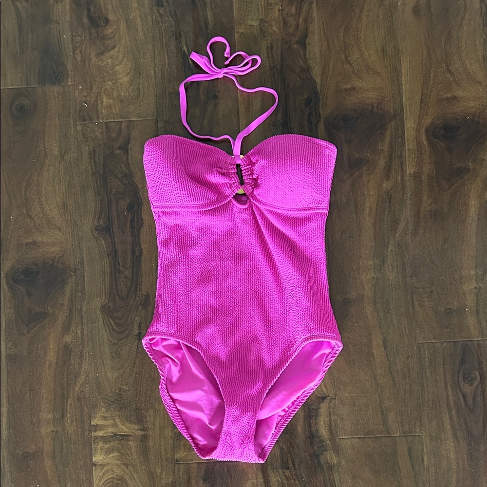 Bleu Rod Beattie Fuchsia Halter One Piece Swimsuit